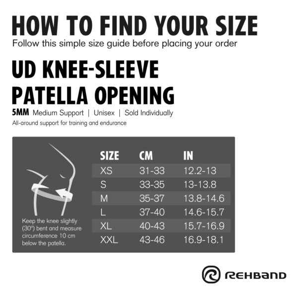 Rehband UD Knee-Sleeve Patella Open 5mm Põlve Tugiside Avatud Patellaga